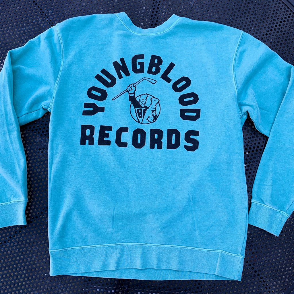 Youngblood Crewneck Sweatshirt Pigment Washed MINT with Black Ink