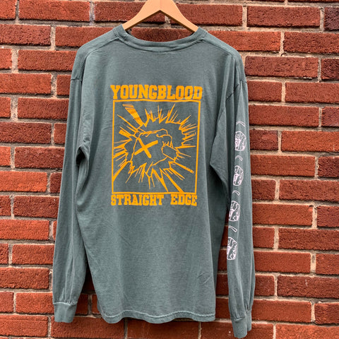 Youngblood Straight Edge Comfort Colors Longsleeve BLUE SPRUCE w/ Gold Ink