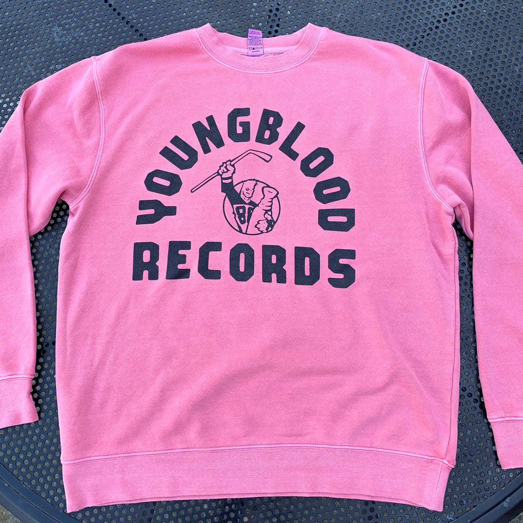 Youngblood Crewneck Sweatshirt Pigment Washed PINK with Black Ink