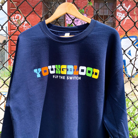 Youngblood "Flip the Switch" Navy Blue Crewneck