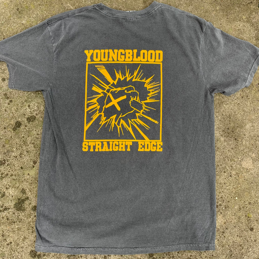 Youngblood Straight Edge Comfort Colors T-Shirt PEPPER w/ Gold Ink