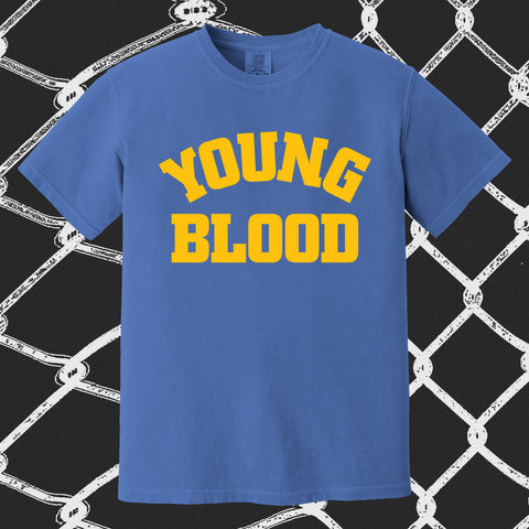 Youngblood "City Bold" FLO BLUE w/ Gold Ink Comfort Colors Shirt